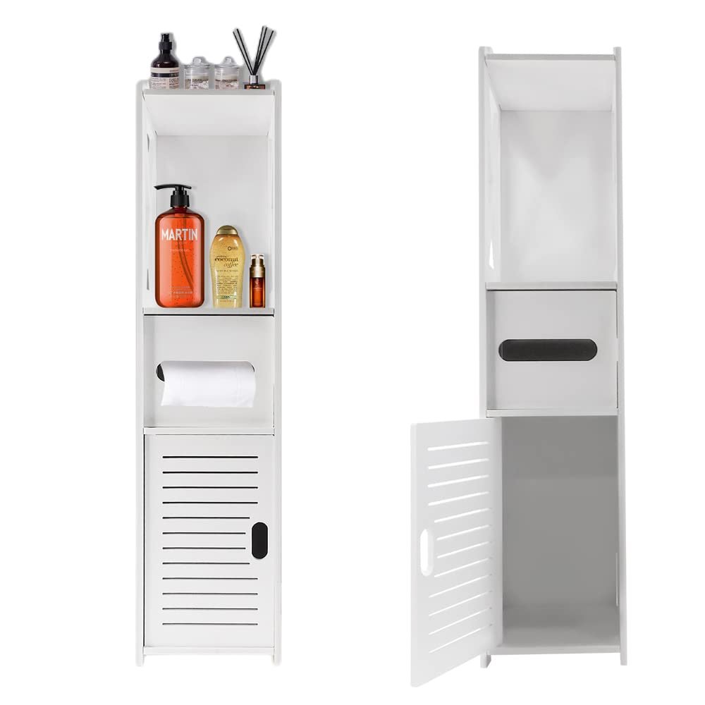 Qimu Wei Slim Freestanding Bathroom Storage Cabinet, 80 x 18 x 20 cm