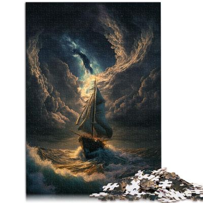 Boat at Sea Wooden Puzzle for Adults, 1,000 Pieces, 50 x 75 cm