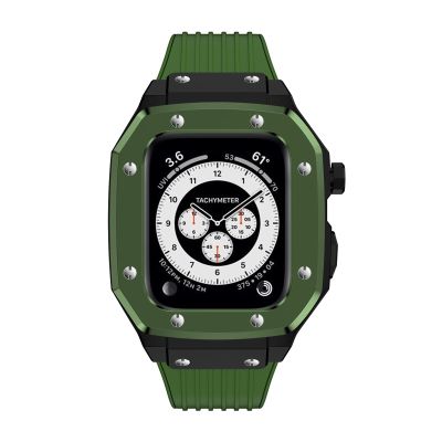 ZEDEVB Apple Watch Band with Alloy Case, 45 mm/42 mm, Metal Frame Mod Kit, for Series 7/6/5/4/SE, Agate