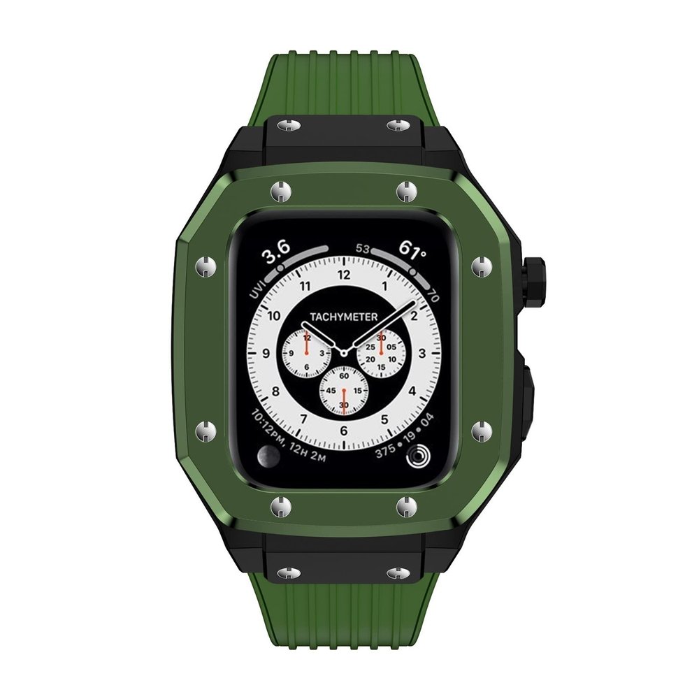ZEDEVB Apple Watch Band with Alloy Case, 45 mm/42 mm, Metal Frame Mod Kit, for Series 7/6/5/4/SE, Agate