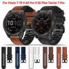 ANZOAT 22/26 mm Leather Silicone Sport Band for Garmin Fenix 6, 6X Pro, 7, 7X, 5X, 5 Plus, 3HR and 935, Quick Release, Agate view 2