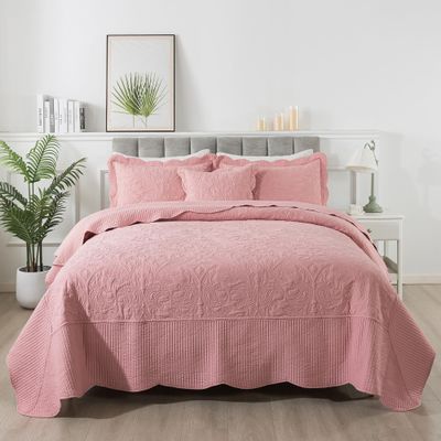 HoneiLife California King Quilt, Oversized 128 x 120 in, 4-Piece Reversible Lightweight Bedding Set
