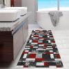 Siunwdiy Moroccan-Style Runner Rug 70 x 350 cm, Washable, Non-Slip, Red and Gray view 3
