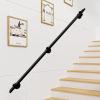 Lonmrrton 450 cm Black Wrought-Iron Stair Handrail with Wall Brackets view 1