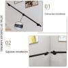 Lonmrrton 450 cm Black Wrought-Iron Stair Handrail with Wall Brackets view 3