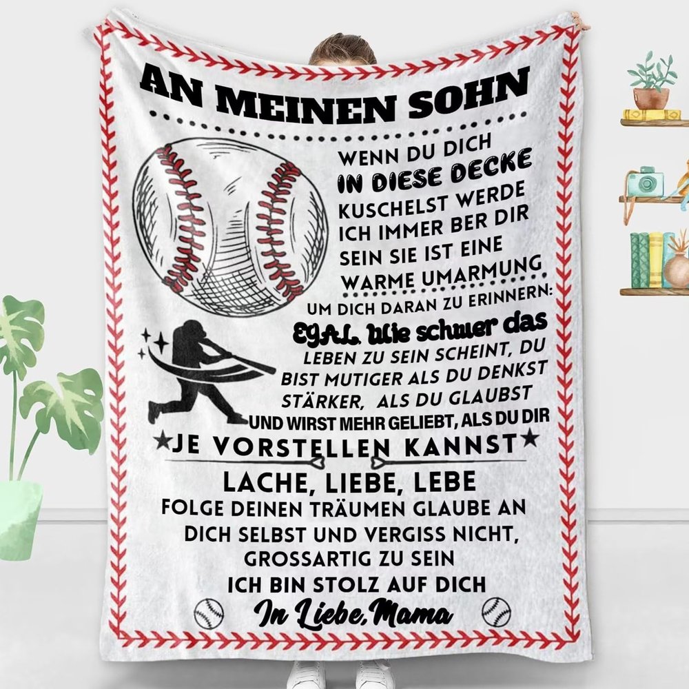 ACCZ Personalized Fleece Blanket for Son, Mother-to-Son Gift, Super-Soft Flannel, 150 x 200 cm
