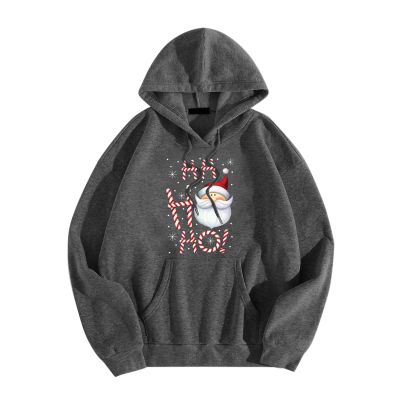 TYTUOO Men's/Women's Christmas Graphic Print Long-Sleeve Hooded Sweatshirt, Dark Gray, S