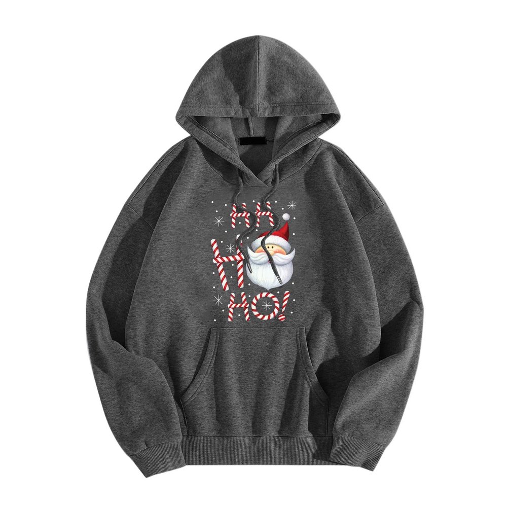 TYTUOO Men's/Women's Christmas Graphic Print Long-Sleeve Hooded Sweatshirt, Dark Gray, S