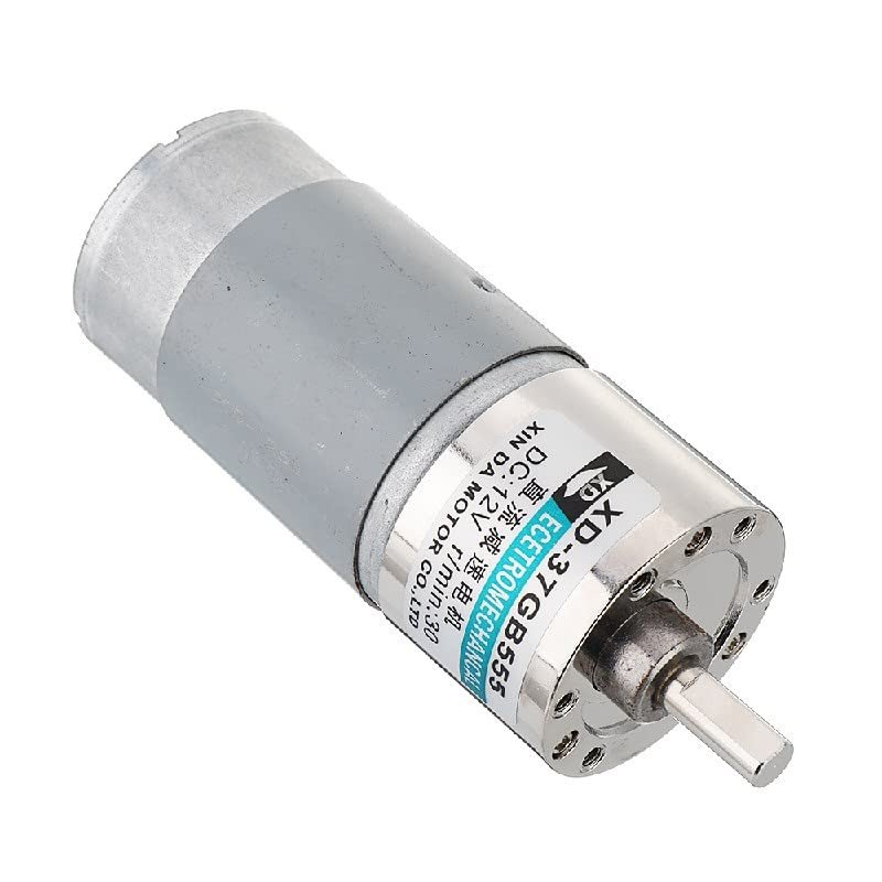 555 Gear Reduction Motor 37GB555 DC 12V/24V Reversible High-Torque Motor, 10/30/50/100/150/200/300/500 RPM (10 RPM, 12V)