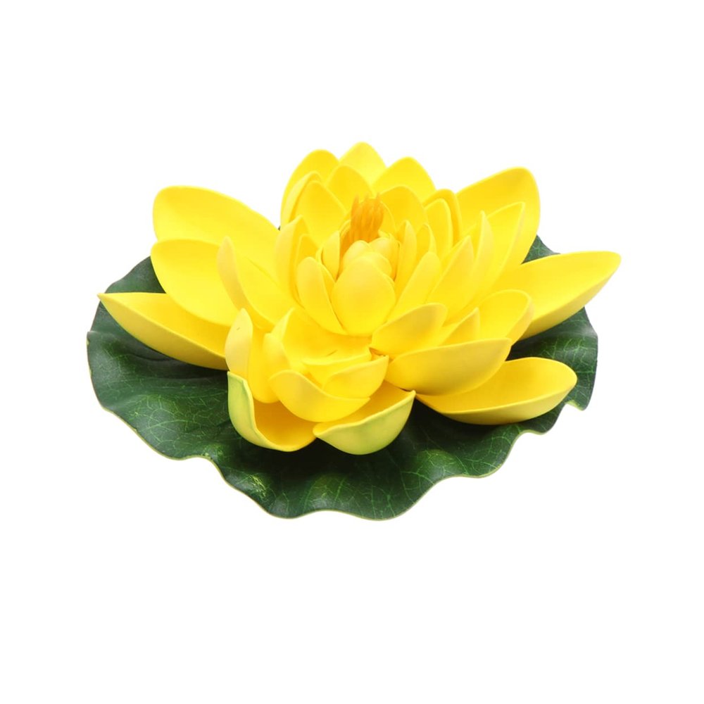 Abaodam Artificial Yellow Lotus Flower, Floating Pond Decoration, 17 cm