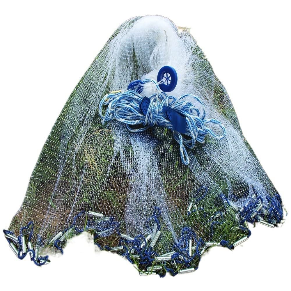 RAAMKA Cast Net Hand-Throw Fishing Net with Metal Sinkers, Monofilament Nylon, Small Mesh (Color: 1)