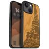 Carveit Wooden Case for iPhone 14, Cherry Wood Eiffel Tower Design view 1