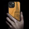 Carveit Wooden Case for iPhone 14, Cherry Wood Eiffel Tower Design view 2