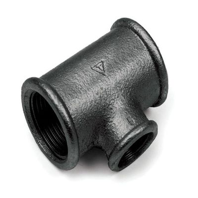 KNM Trade Reducing Black Malleable Cast Iron Tee Fitting, 1" x 1/2" x 1"