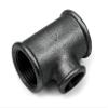 KNM Trade Reducing Black Malleable Cast Iron Tee Fitting, 1" x 1/2" x 1" view 1