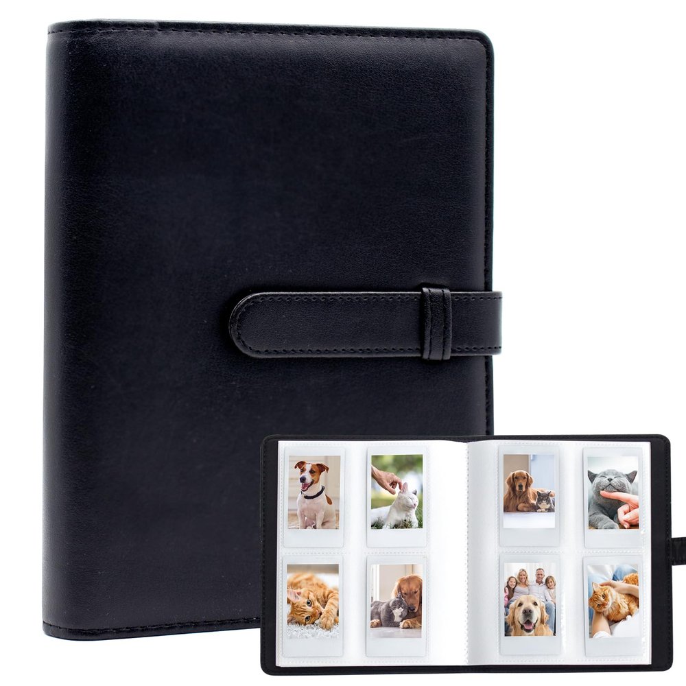 Amimy 128-Pocket Mini Photo Album for Fujifilm Instax Mini and Polaroid Instant Cameras and Printers, Black