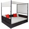 BaraSh Outdoor Garden Bed with Canopy, Brown, 190 × 130 cm, Poly Rattan, Hanging Lounger view 3