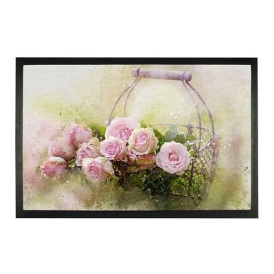 Cute Roses in a Basket Doormat, Indoor/Outdoor, 50 x 80 cm