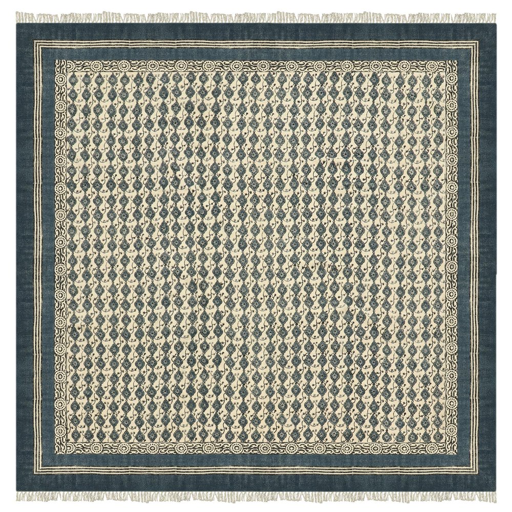 CASAVANI Handmade Cotton Flatweave Kilim Rug with Floral Pattern