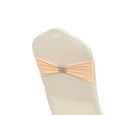 LekLai Spandex Bow Chair Sash, Wedding Party Decoration, Peach
