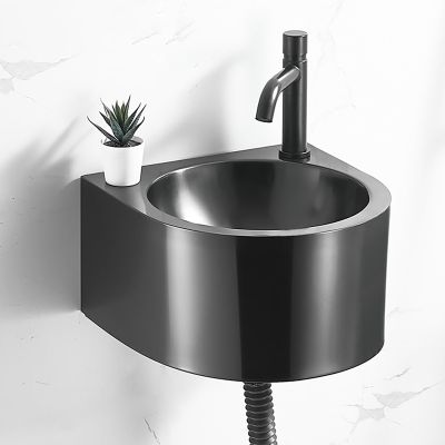 Wall-Mounted Black SUS304 Stainless Steel Single-Bowl Sink