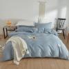 MEILA 3-Piece Bedding Set, Blue, 200 x 200 cm, 100% Cotton, with 2 Pillowcases view 1