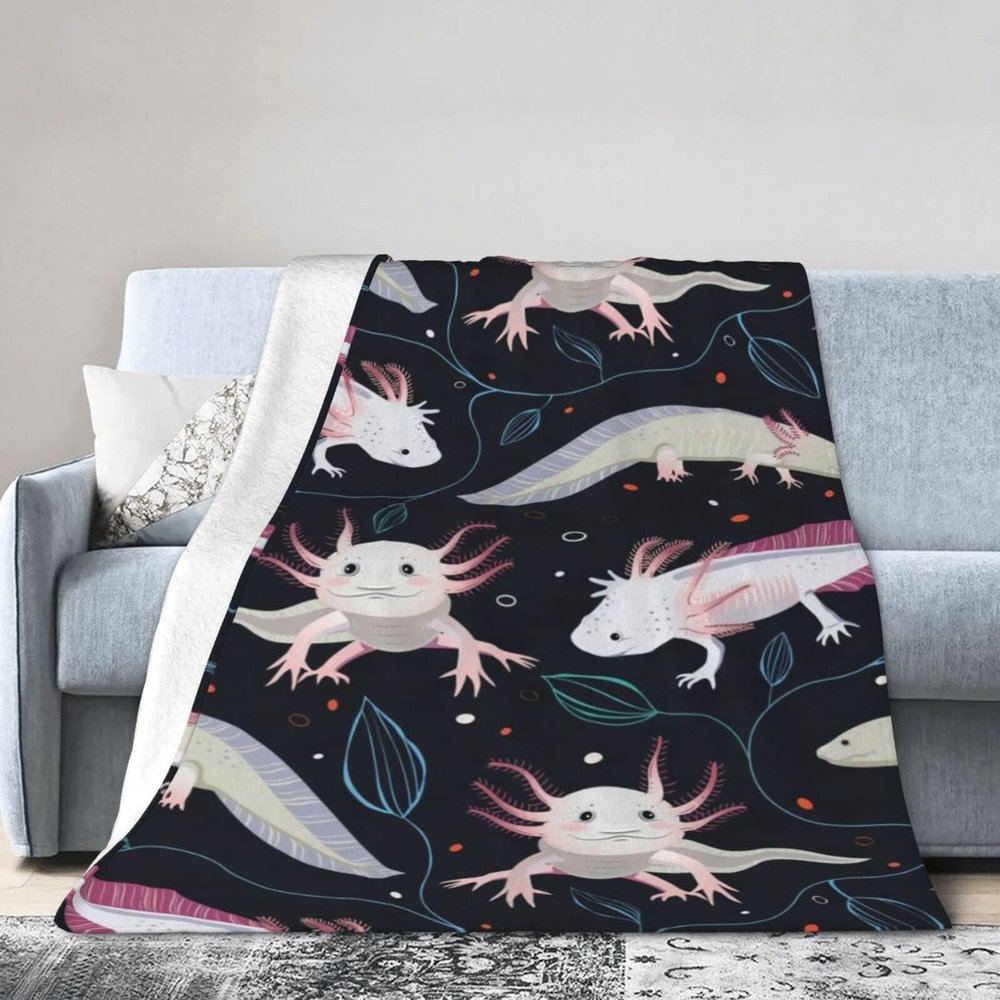 KWQDOZF Axolotl Flannel Micro-Fleece Throw Blanket, 40 × 30 in