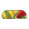 Corn Print Leather Pencil Case, Waterproof Zipper Pouch, Silver, One Size, Semicircular view 1
