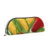 Corn Print Leather Pencil Case, Waterproof Zipper Pouch, Silver, One Size, Semicircular view 2