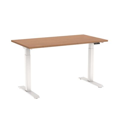 Eigentlich Electric Height-Adjustable Desk, 71.5–120.5 cm, with Memory Control, White Frame, Sit-Stand Workstation, Office Desk (180 x 80 cm, Beech)