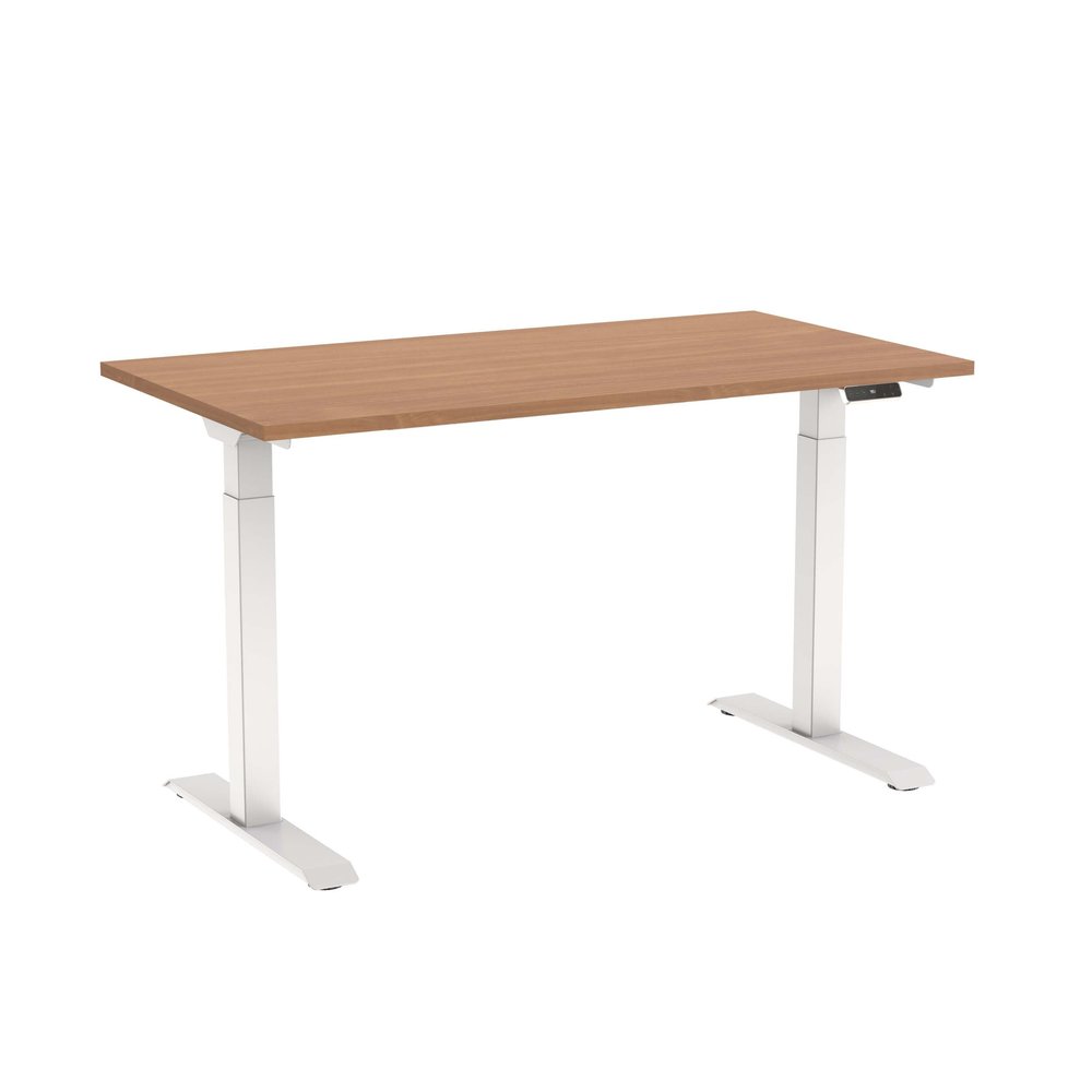 Eigentlich Electric Height-Adjustable Desk, 71.5–120.5 cm, with Memory Control, White Frame, Sit-Stand Workstation, Office Desk (180 x 80 cm, Beech)