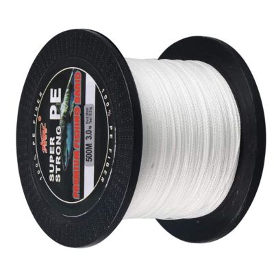 12-Strand Braided Fishing Line, 100–1,000 m, 109–1,093 yd, Power PE Line, Abrasion-Resistant, Zero Stretch, High Sensitivity, Small Diameter, White, 29.5 kg / 0.32 mm