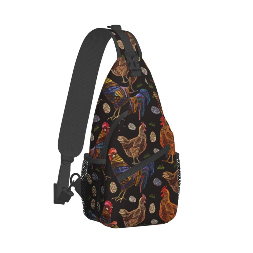 LAMAME Magical Blue Fox Printed Crossbody Sling Backpack, Chicken Motif, One Size