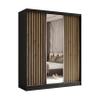 Margaret Hadas24 Erika Sliding-Door Wardrobe with Slatted Doors and Mirror, 180 cm, Black/Brown view 1