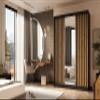 Margaret Hadas24 Erika Sliding-Door Wardrobe with Slatted Doors and Mirror, 180 cm, Black/Brown view 2
