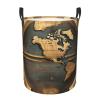 Ancient World Globe Portable Single-Layer Round Laundry Basket with Handles view 1
