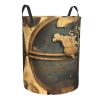 Ancient World Globe Portable Single-Layer Round Laundry Basket with Handles view 2
