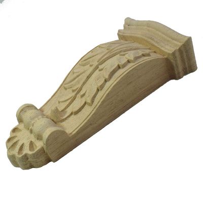 Carved Wood Applique Corner Flower Decorative Trim 9.7 x 20 x 3 cm