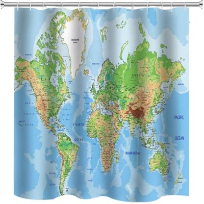 Aalaya Map Shower Curtain, Polyester, 120 x 180 cm