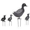 QANYEGN 4-Piece Metal Duck Garden Stakes, Black Iron, Cute Hollow Animal Design view 1