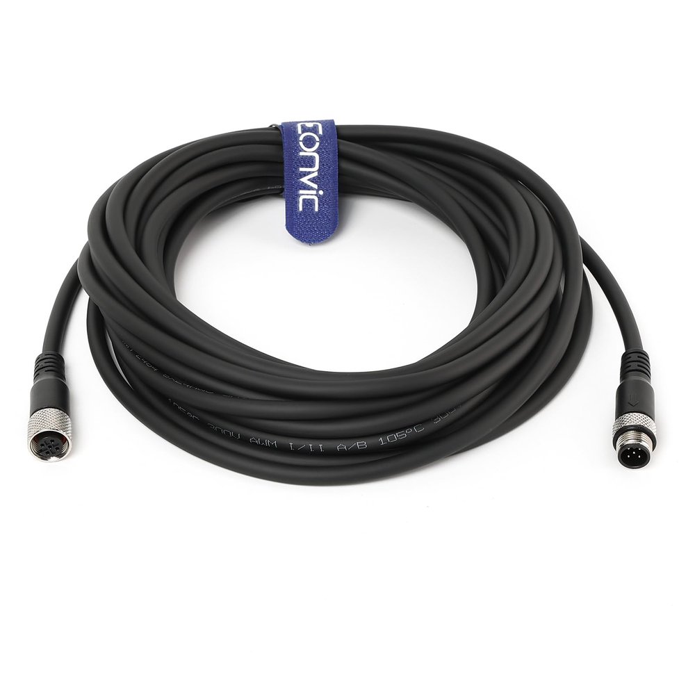 Eonvic Industrial M12 5-Pin Male-to-Female Sensor Cable, PVC, 8 m