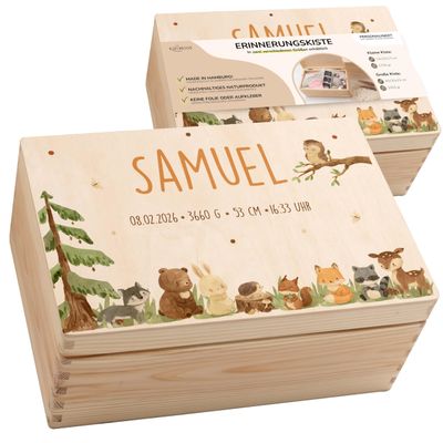 KIDSMOOD Personalized Baby Keepsake Box with Lid