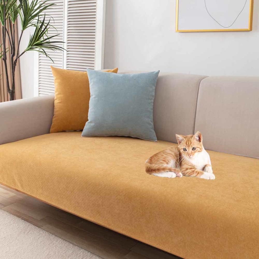 Racib L-Shaped Stretch Sofa Cover, Velvet Couch Throw