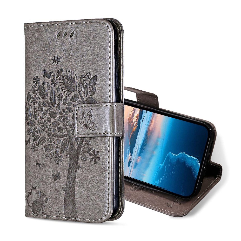 KANVOOS Flip Case for iPhone 14 Pro, PU Leather Wallet Case with Card Slots, Gray