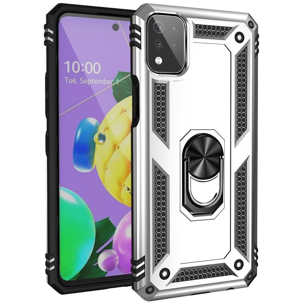 nulala Case Compatible with LG K31, Shockproof Hybrid Case with Metal Ring Holder