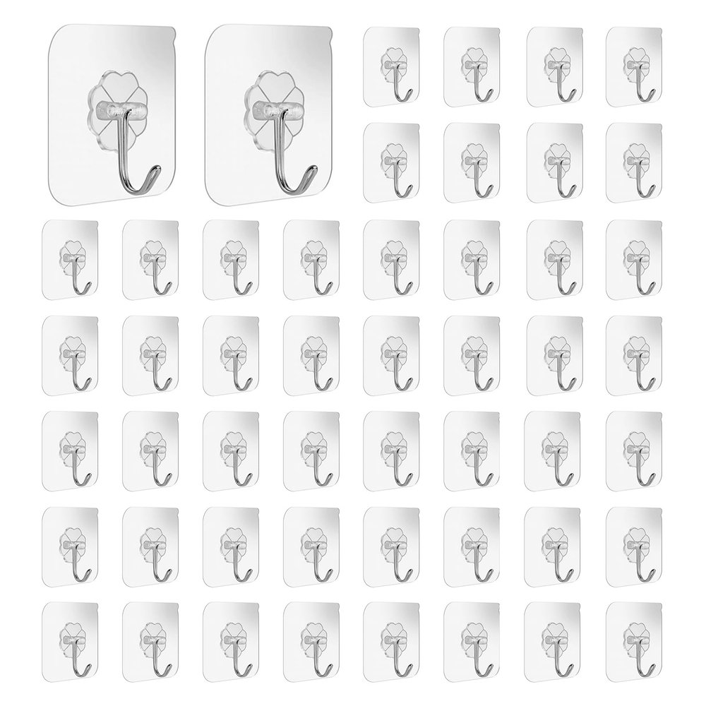 JurciCat 50-Pack Extra-Strong Self-Adhesive Hooks