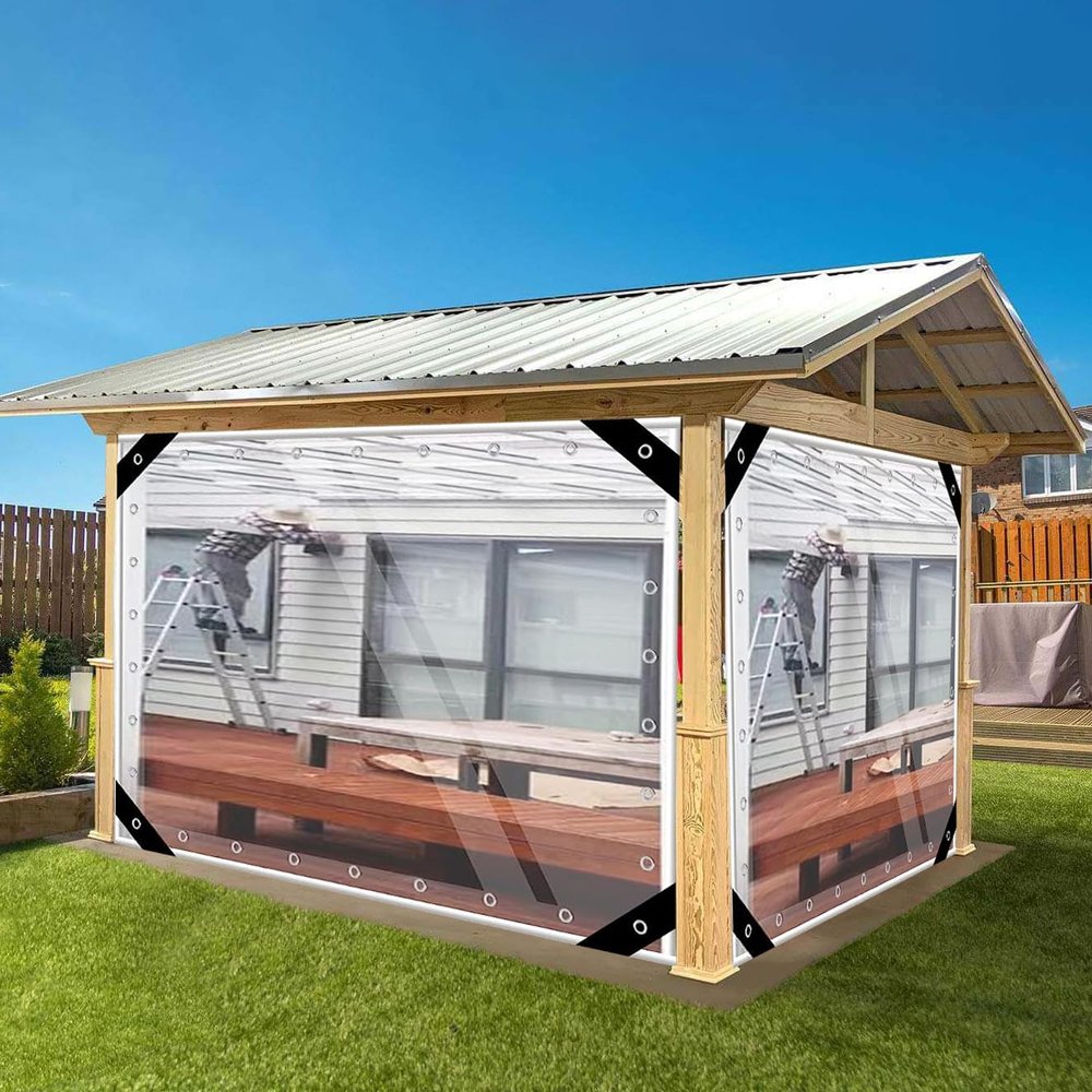 Transparent Waterproof Tarpaulin, 420 g/m² PVC, with Rope and Cable Ties