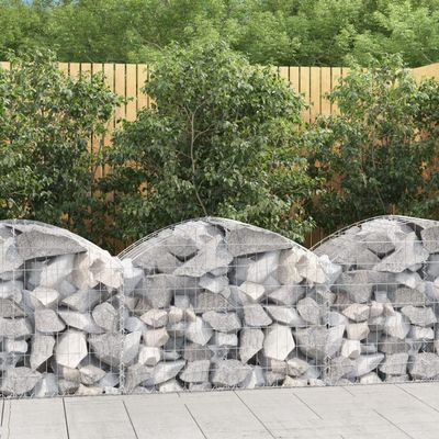 Higsose Arched-Top Gabion 100 x 50 x 60/80 cm, Silver Galvanized Iron
