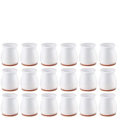 Silicone Chair Leg Protectors with EVA Felt, White, S (2.0–2.8 cm), 16 Pieces