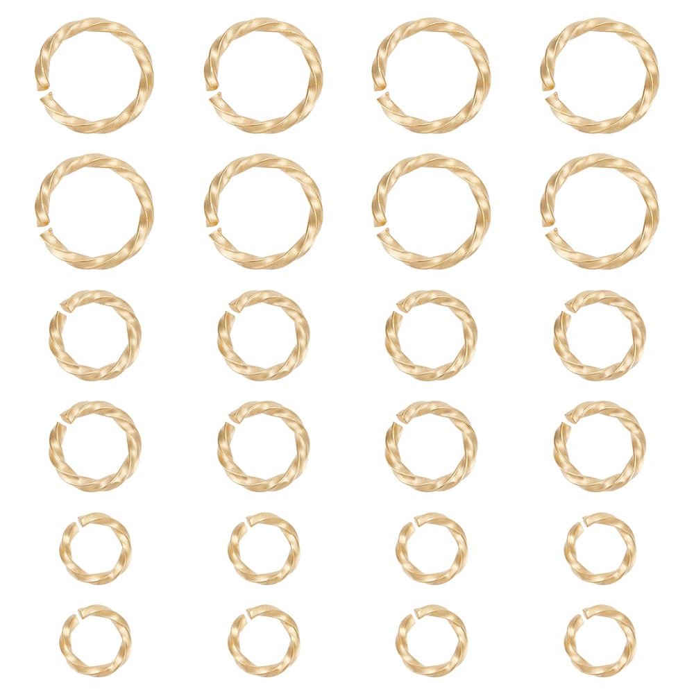 UNICRAFTALE 60-Piece 304 Stainless Steel Twisted Open Jump Rings, 4/6/8 mm, Gold